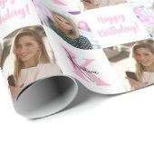 Trendy Birthday Collage Foto | Monogramm-Geschenk Geschenkpapier (Rolleneckpunkt)