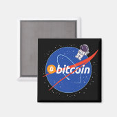 Trendy Bitcoin Astronaut Space Crypto Magnet (Vorderseite/Rückseite)