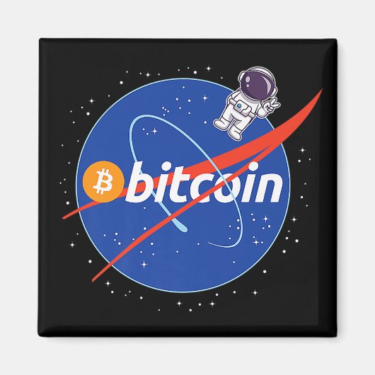 Trendy Bitcoin Astronaut Space Crypto Magnet (Vorne)