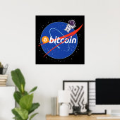 Trendy Bitcoin Astronaut Space Crypto Poster (Heimbüro)