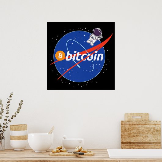 Trendy Bitcoin Astronaut Space Crypto Poster (Küche)