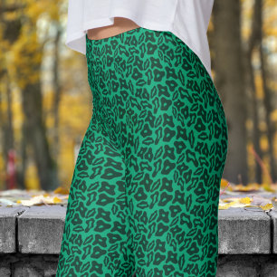 Trendy Black and Forest Green Pattern Leggings