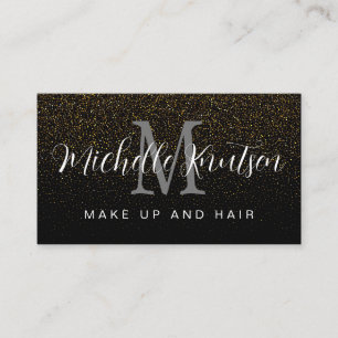 Trendy Black and Gold Makeup Artist Hair Salon Visitenkarte