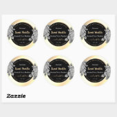 Trendy Black and Gold Product Labels Grau Blume Runder Aufkleber (Blatt)