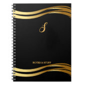 Trendy Black and Gold Style Script Mit Monogramm Notizblock (Vorderseite)