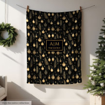 Trendy black and gold watercolor minimalist throw 