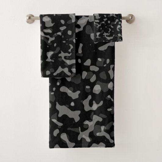 Trendy Black and Gray Camouflage Pattern Badhandtuch Set (Insitu)