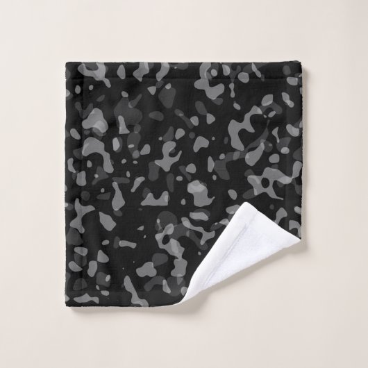 Trendy Black and Gray Camouflage Pattern Badhandtuch Set (Waschlappen)