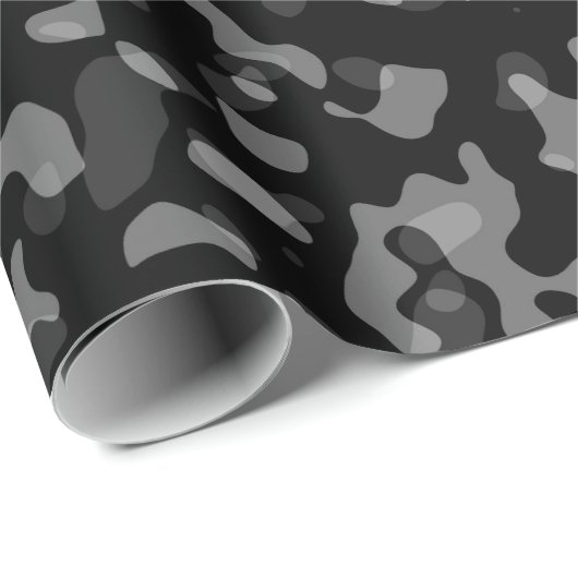 Trendy Black and Gray Camouflage Pattern Geschenkpapier (Rolleneckpunkt)