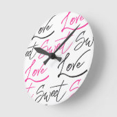 Trendy Black and Pink Liebe und Sweet Pattern Runde Wanduhr (Winkel)