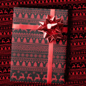 Trendy Black and Red Nordic Ugly Sweater Christmas Geschenkpapier