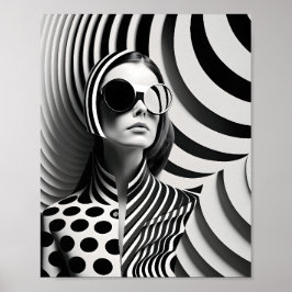 Trendy Black and White Art Illustration Poster