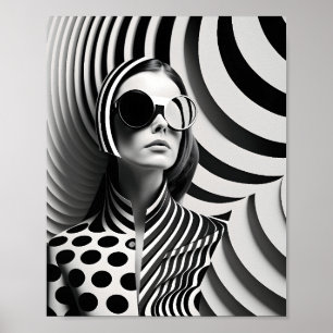 Trendy Black and White Art Illustration Poster