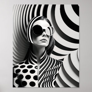Trendy Black and White Art Illustration Poster