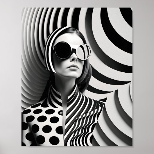 Trendy Black and White Art Illustration Poster (Vorne)