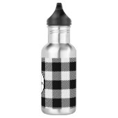 Trendy Black and White Buffalo Kariert Mit Monogra Edelstahlflasche (Rechts)
