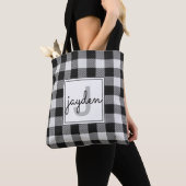 Trendy Black and White Buffalo Kariert Mit Monogra Tasche (Von Nahem)