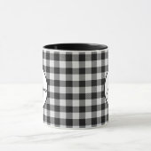 Trendy Black and White Buffalo Kariert Mit Monogra Tasse (Zentrum)