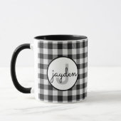 Trendy Black and White Buffalo Kariert Mit Monogra Tasse (Links)