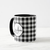 Trendy Black and White Buffalo Kariert Mit Monogra Tasse (Vorderseite Links)
