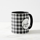 Trendy Black and White Buffalo Kariert Mit Monogra Tasse (VorderseiteRechts)