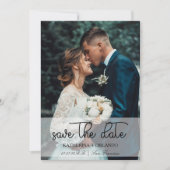 Trendy Black and White Full Photo Art Wedding Save The Date (Vorderseite)
