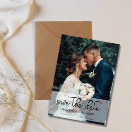 Trendy Black and White Full Photo Art Wedding Save The Date