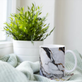 Trendy Black and White Gold Marmor Kaffeetasse