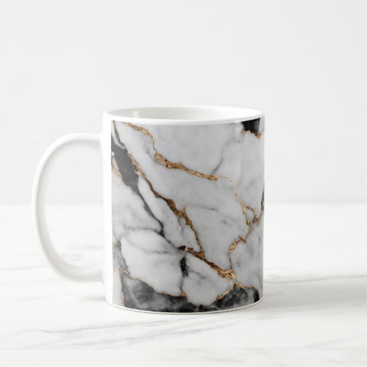 Trendy Black and White Gold Marmor Kaffeetasse (Links)