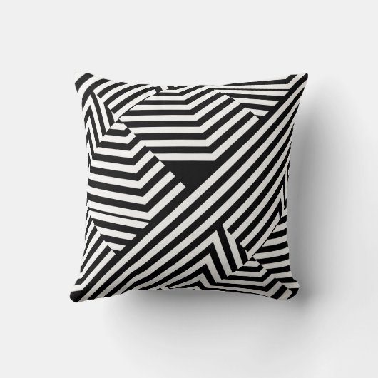 Trendy Black and White Monogram Stripes Wedding Kissen (Rückseite)