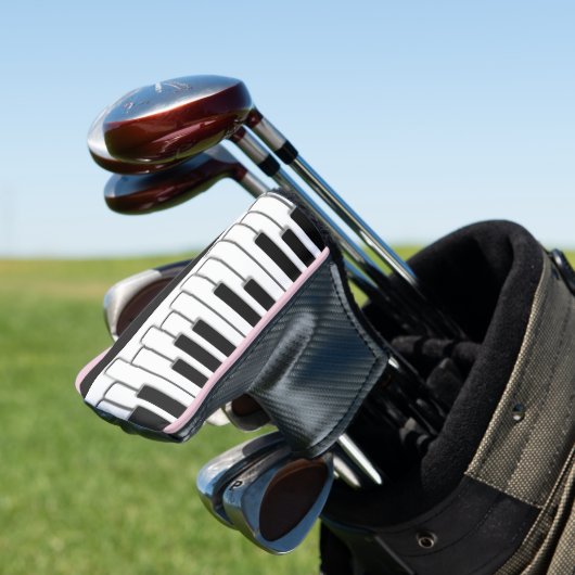 Trendy Black and White Piano Keys Golf Headcover (In Situ)
