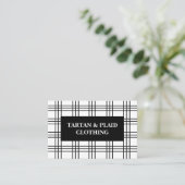 Trendy Black and White Plaid Tartan Classic Visitenkarte (Stehend Vorderseite)