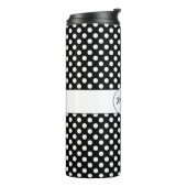 Trendy Black and White polka dots Muster Monogram Thermosbecher (Nach links gedreht)
