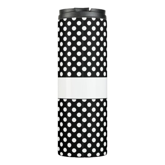 Trendy Black and White polka dots Muster Monogram Thermosbecher (Rückseite)