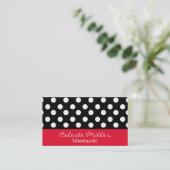 Trendy Black and White Polka Dots Visitenkarte (Stehend Vorderseite)