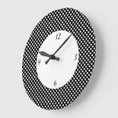 Trendy Black and White Polka Punkte mit Zahlen Große Wanduhr (Winkel)