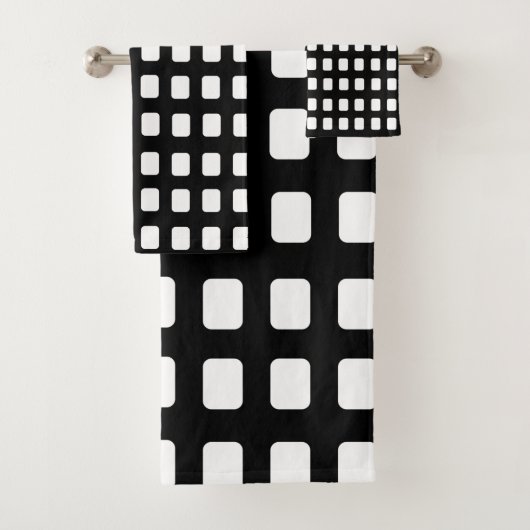 Trendy Black and White Squares Badhandtuch Set (Insitu)
