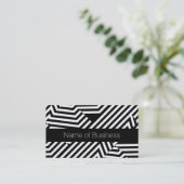 Trendy Black and White Stripe zertifiziert Beautic Visitenkarte (Stehend Vorderseite)