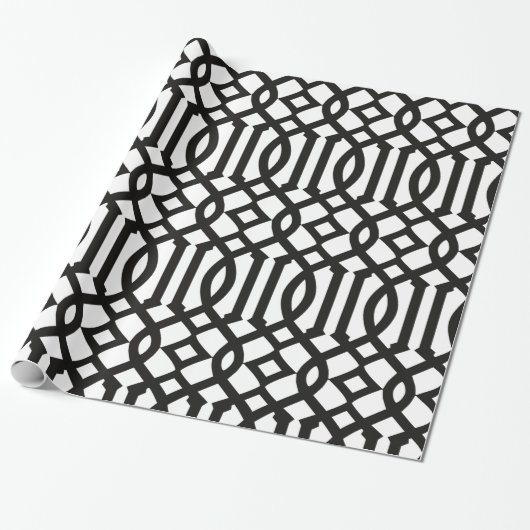 Trendy Black and White Trellis Pattern Geschenkpapier (Ungerollt)