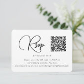 Trendy Black and White Wedding Foto UAWG QR Code RSVP Karte (Stehend Vorderseite)