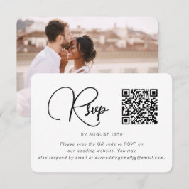Trendy Black and White Wedding Foto UAWG QR Code RSVP Karte