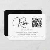 Trendy Black and White Wedding RSVP mit QR Code (Vorne/Hinten)