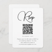 Trendy Black and White Wedding RSVP mit QR Code (Vorne/Hinten)