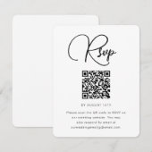Trendy Black and White Wedding RSVP mit QR Code Karte (Vorne/Hinten)