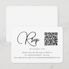Trendy Black and White Wedding RSVP mit QR Code Karte