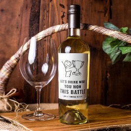 Trendy Black and White Won Battle Label Weinetikett