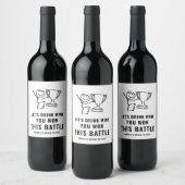 Trendy Black and White Won Battle Label Weinetikett (Flaschen)