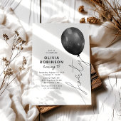Trendy Black Balloon 40. Geburtstag Einladung
