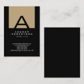 Trendy Black Beige Monogram Strip Business Card Visitenkarte (Vorne/Hinten)