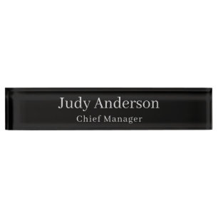 Trendy Black Beruflich Schlicht Modern Elegant Namensplakette